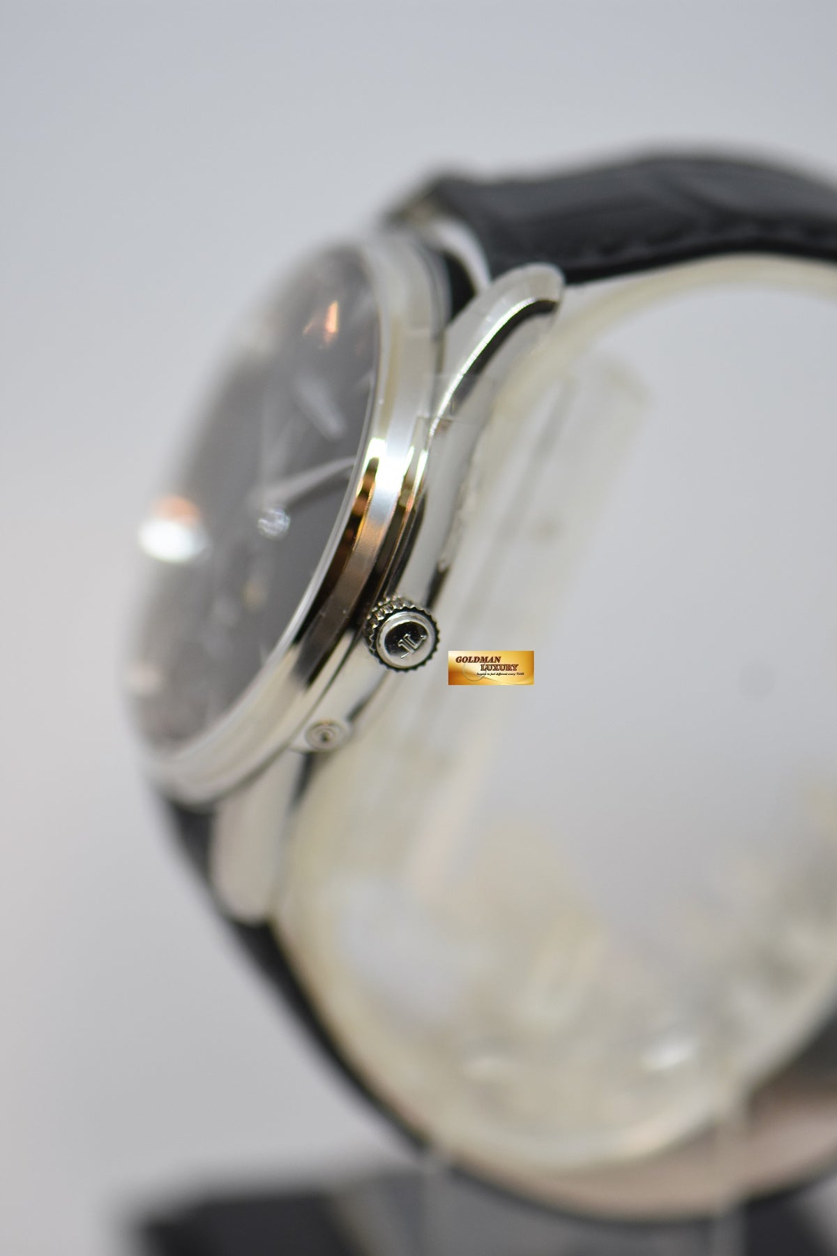 JAEGER LeCOULTRE MASTER CONTROL ULTRA THIN MOON STEEL IN LEATHER STRAP AUTOMATIC BLACK Q1368470 (BRAND NEW)