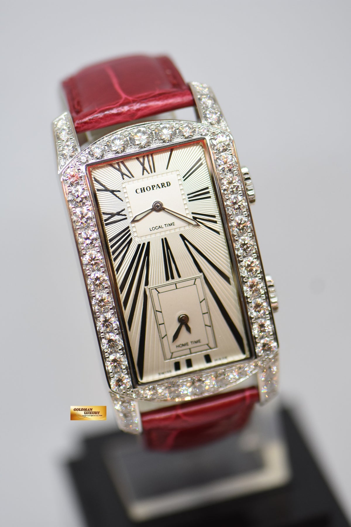 CHOPARD L.U.C DUAL TEC TWO TIMEZONE 18K WHITE GOLD ORIGINAL DIAMONDS AUTO / QUARTZ 17/2274-20 (MINT)