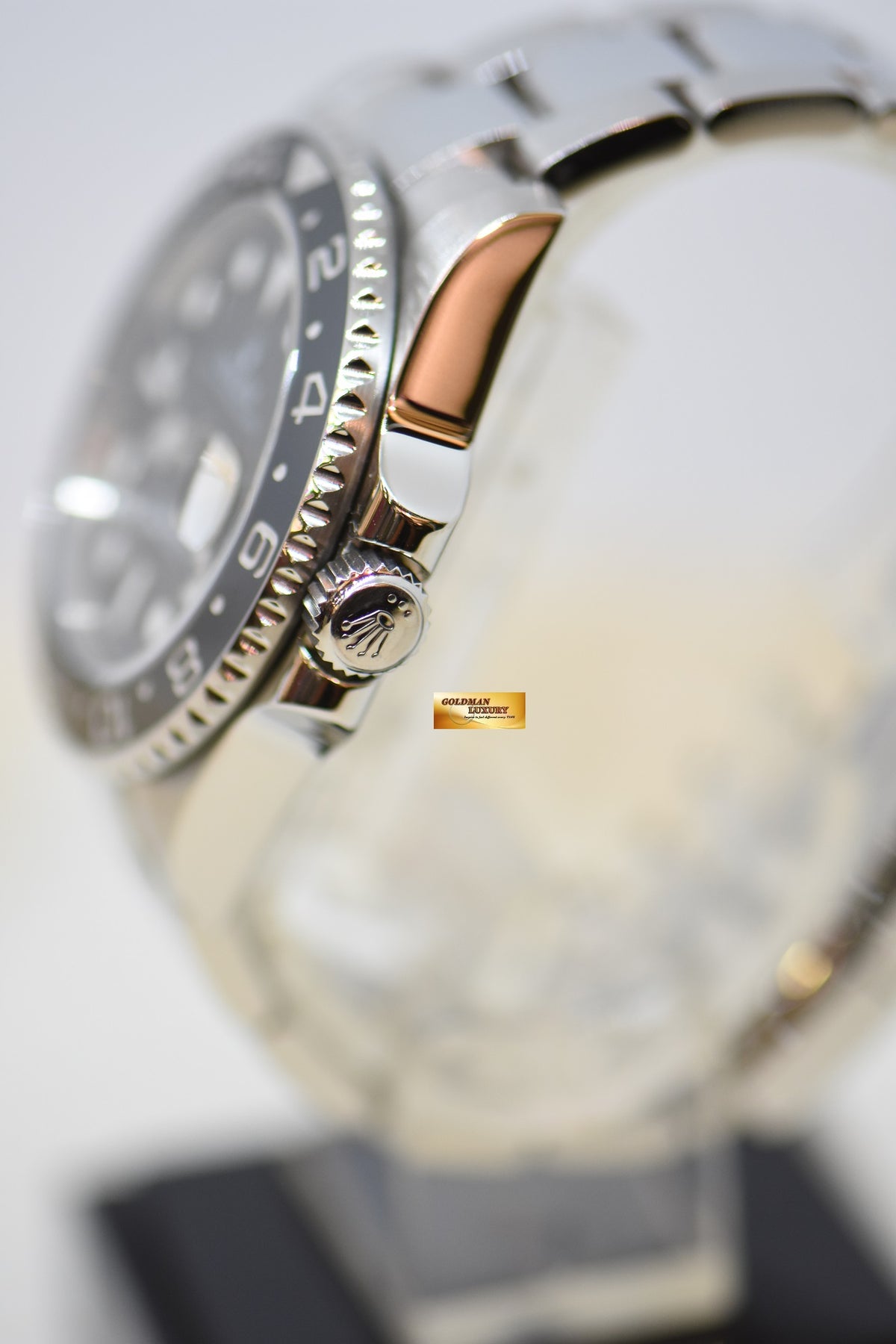 ROLEX OYSTER PERPETUAL GMT-MASTER II “STICK DIAL” 40mm CERAMIC BLACK BEZEL OYSTER STEEL BRACELET 116710LN (RARE)