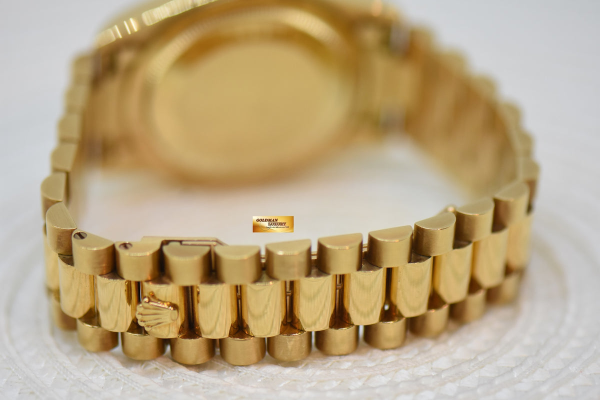 ROLEX OYSTER PERPETUAL DAY-DATE 36mm YELLOW GOLD IN PRESIDENT BRACELET MOP COMPUTER DIAMOND DIAL (DOUBLE QUICK-SET DATE) 18238 (MINT)