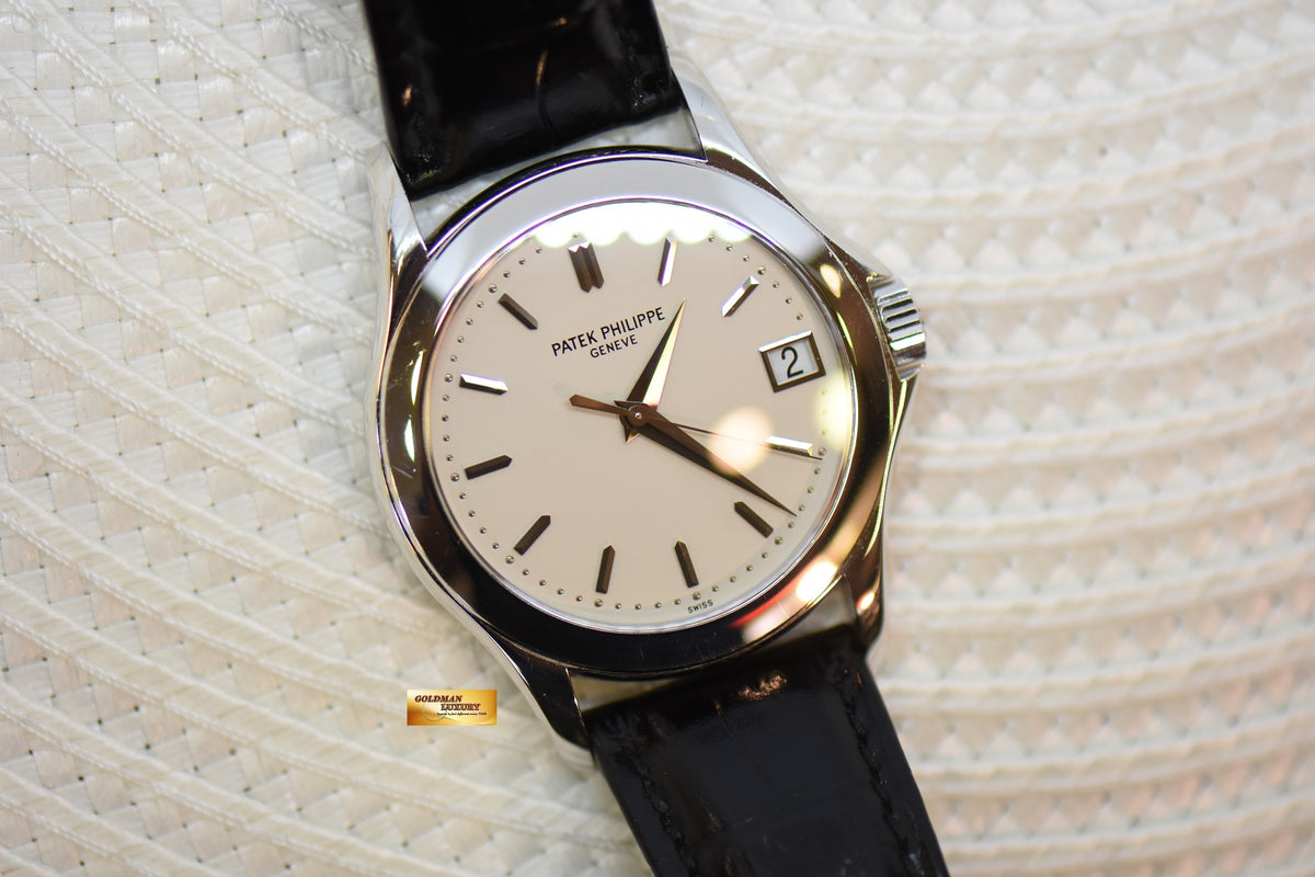 PATEK PHILIPPE CALATRAVA 18K WHITE GOLD 37mm IN LEATHER STRAP AUTOMATIC 5107G (MINT)