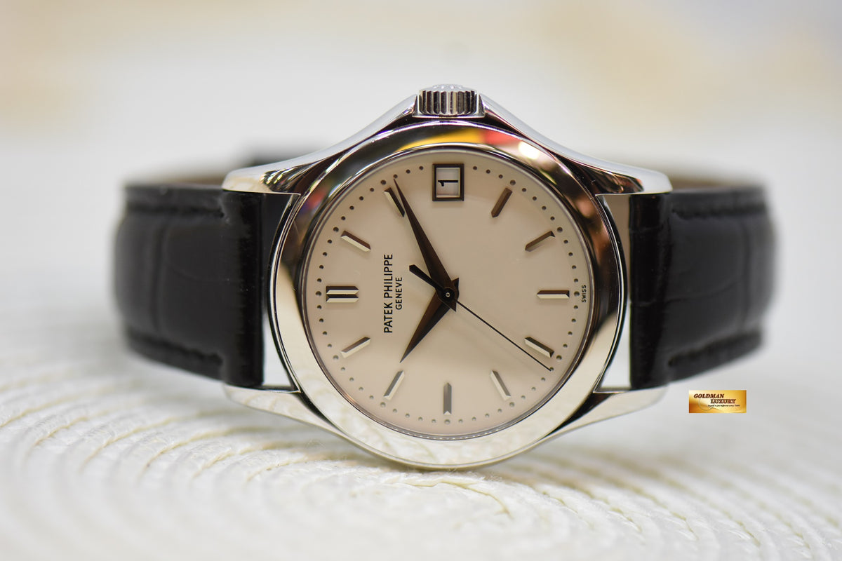 PATEK PHILIPPE CALATRAVA 18K WHITE GOLD 37mm IN LEATHER STRAP AUTOMATIC 5107G (MINT)