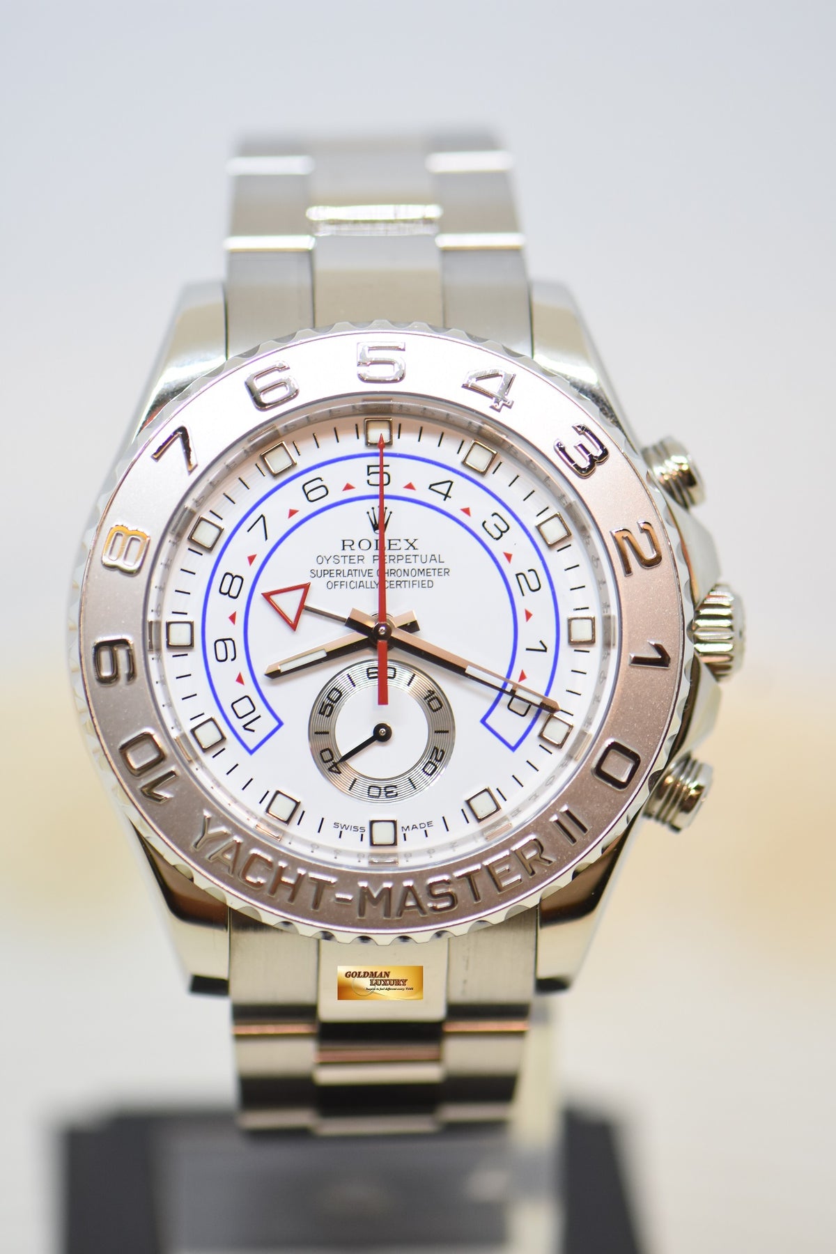 ROLEX OYSTER PERPETUAL YACHT-MASTER II 44mm REGATTA CHRONOGRAPH 18K WHITE GOLD IN BRACELET 116689 (MINT)