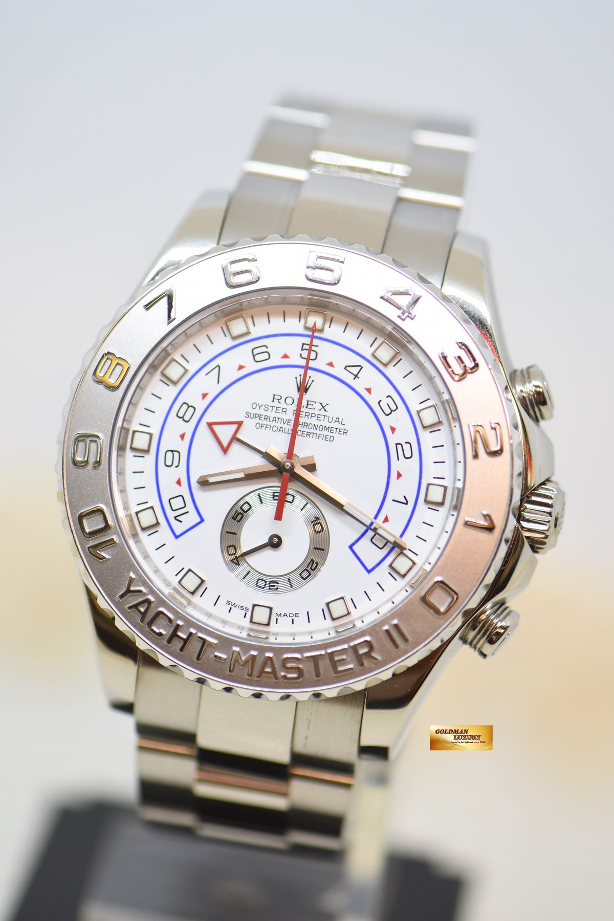 ROLEX OYSTER PERPETUAL YACHT-MASTER II 44mm REGATTA CHRONOGRAPH 18K WHITE GOLD IN BRACELET 116689 (MINT)
