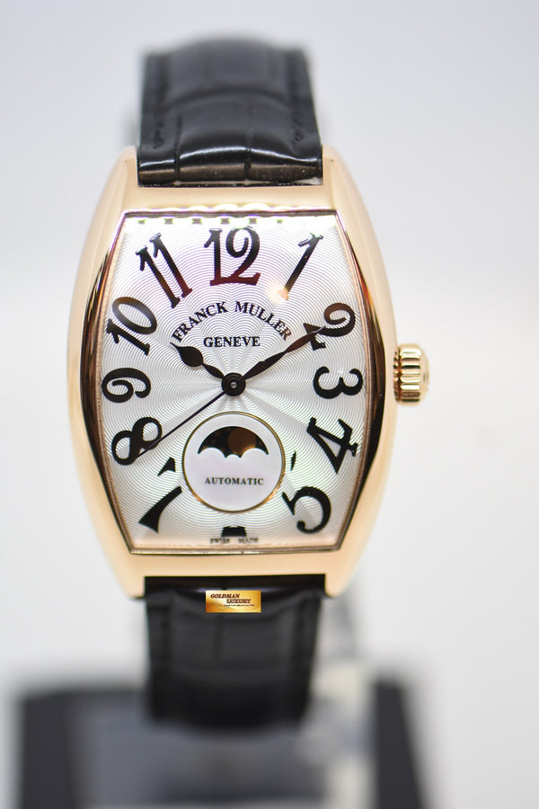 FRANCK MULLER CINTREE CURVEX ROSE GOLD IN LEATHER STRAP MOONPHASE AUTOMATIC 2850SC AT (LNIB)