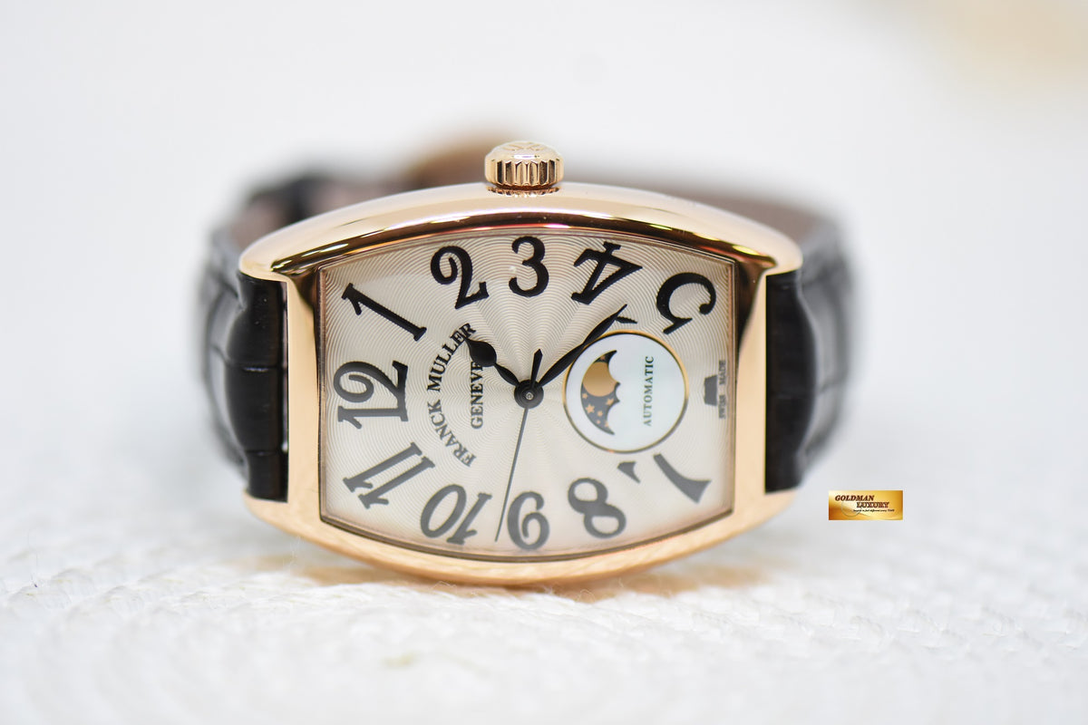 FRANCK MULLER CINTREE CURVEX ROSE GOLD IN LEATHER STRAP MOONPHASE AUTOMATIC 2850SC AT (LNIB)