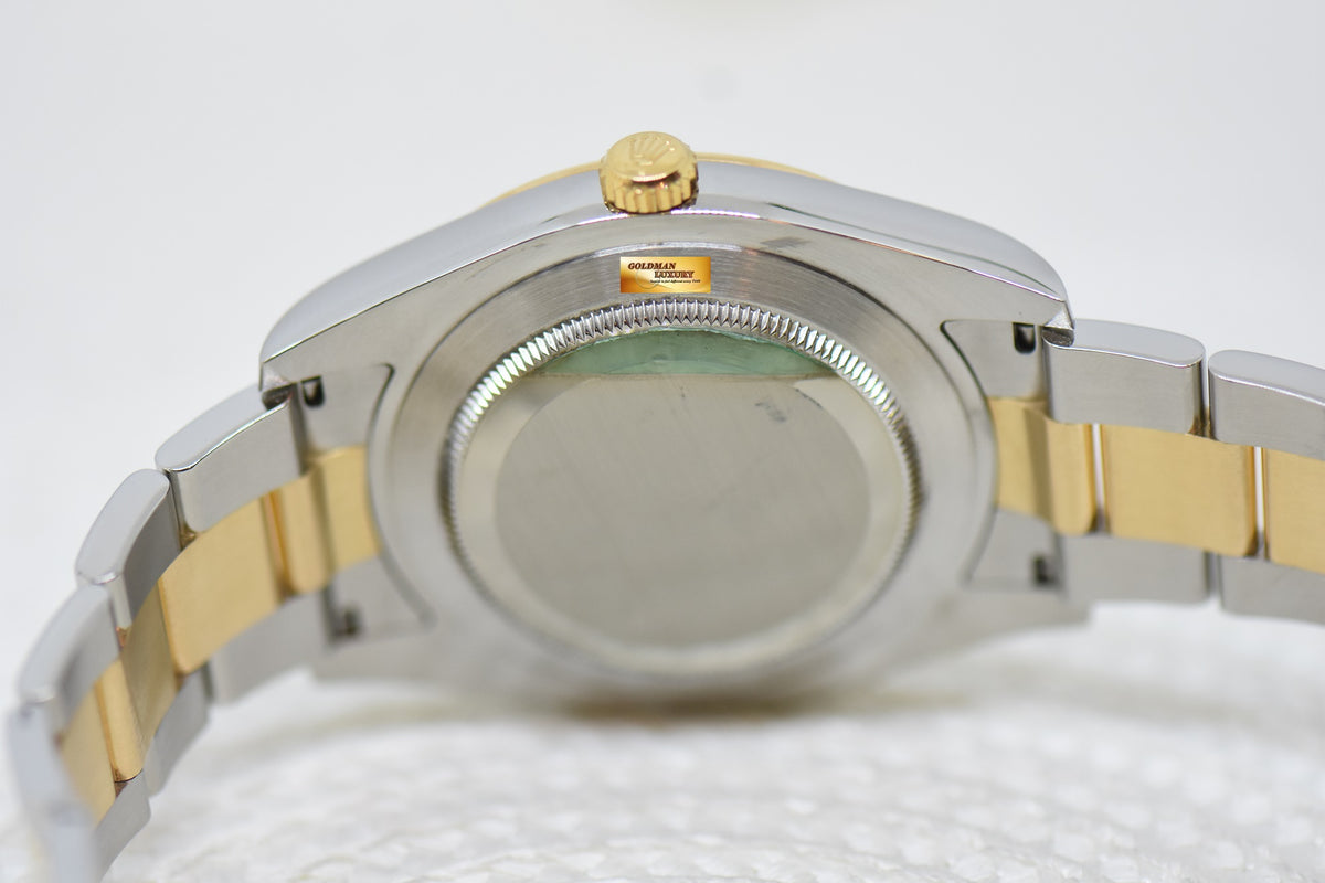 ROLEX OYSTER PERPETUAL DATEJUST II 41mm GOLD / STEEL IN OYSTER BRACELET BLACK ROMAN DIAL 116333 (MINT)