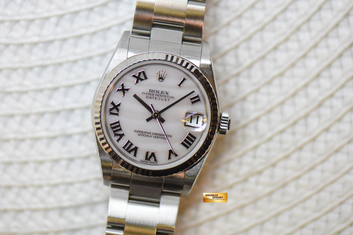 ROLEX OYSTER DATEJUST 31mm STEEL IN OYSTER BRACELET CACHOLONG DIAL 78274 (MINT)