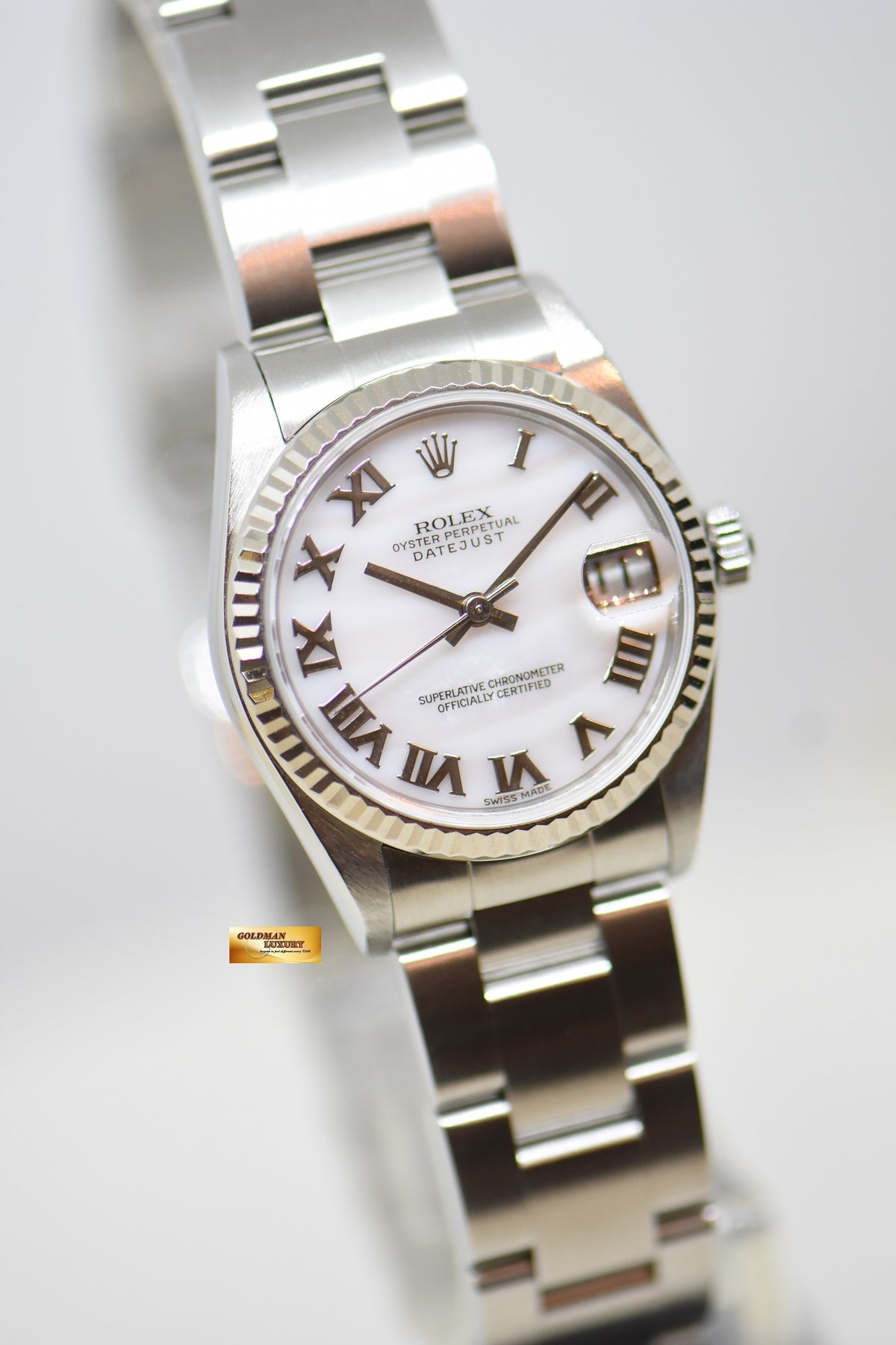 ROLEX OYSTER DATEJUST 31mm STEEL IN OYSTER BRACELET CACHOLONG DIAL 78274 (MINT)