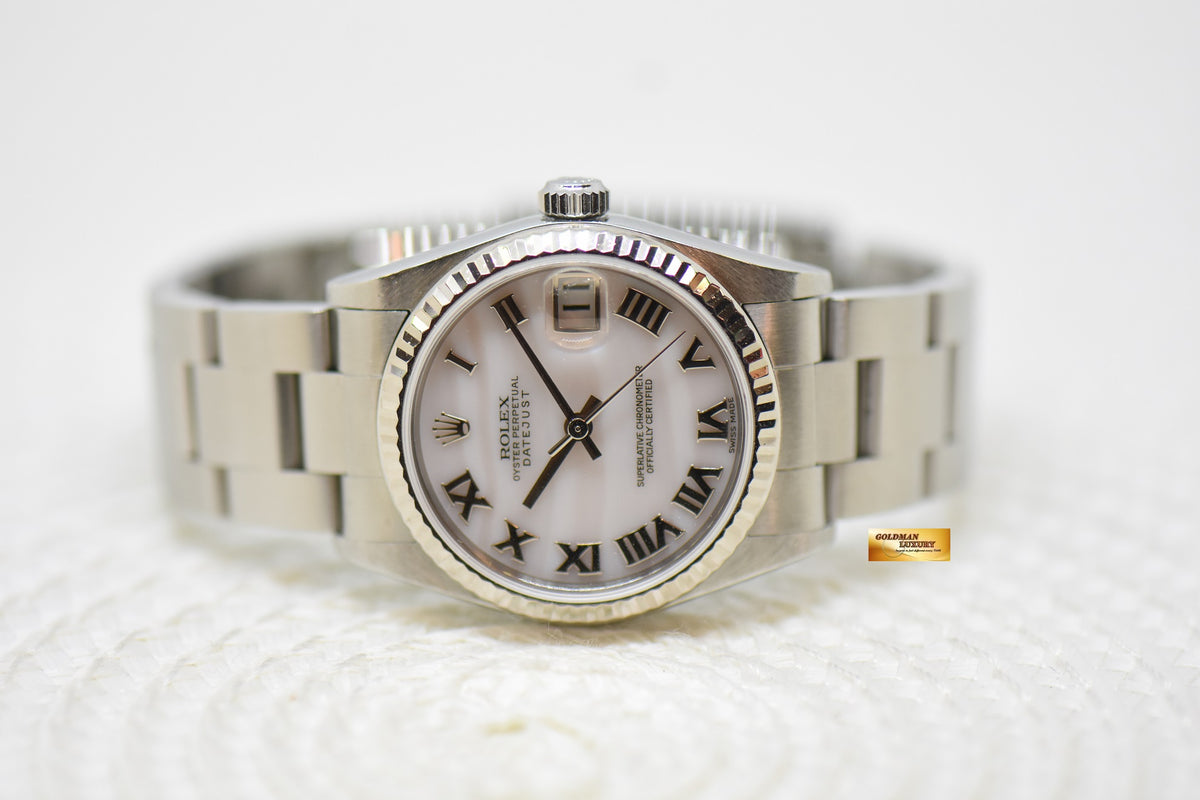 ROLEX OYSTER DATEJUST 31mm STEEL IN OYSTER BRACELET CACHOLONG DIAL 78274 (MINT)