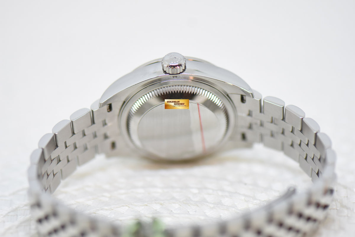 ROLEX OYSTER DATEJUST 28mm ORIGINAL DIAMOND BEZEL STEEL IN JUBILEE BRACELET SILVER ROMAN DIAL 279384RBR (MINT)