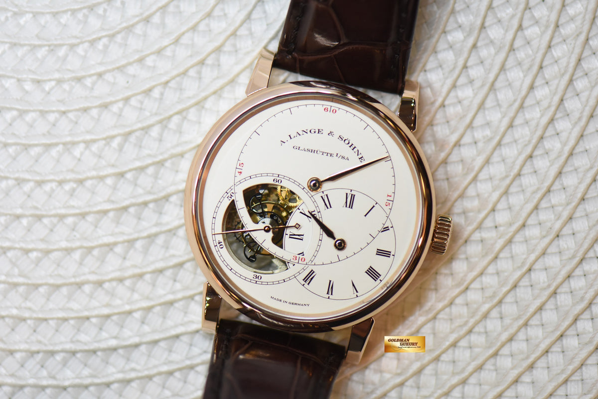 A.LANGE & SOHNE RICHARD LANGE TOURBILLON “POUR Le MERITE ROSE GOLD IN LEATHER STRAP MANUAL WINDING 760.032 (MINT)