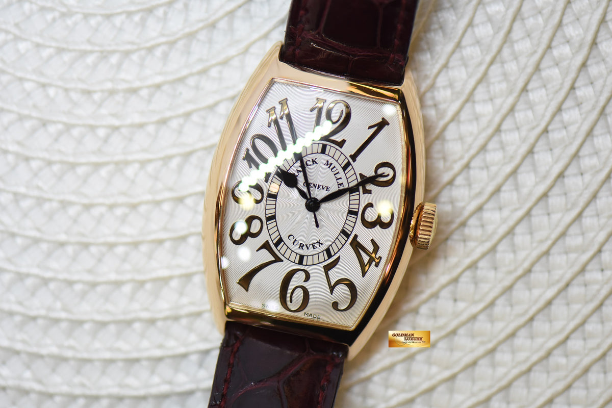 FRANCK MULLER CASABLANCA CURVEX ROSE GOLD IN LEATHER STRAP 5850 SC RELIEF (MINT)