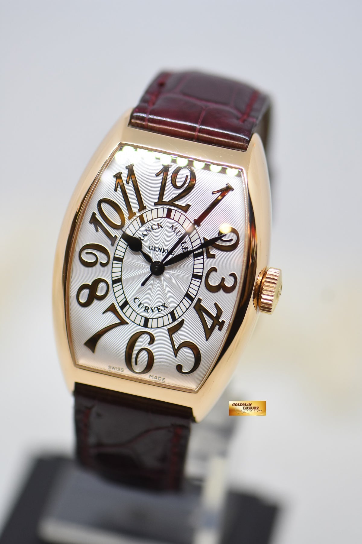 FRANCK MULLER CASABLANCA CURVEX ROSE GOLD IN LEATHER STRAP 5850 SC RELIEF (MINT)