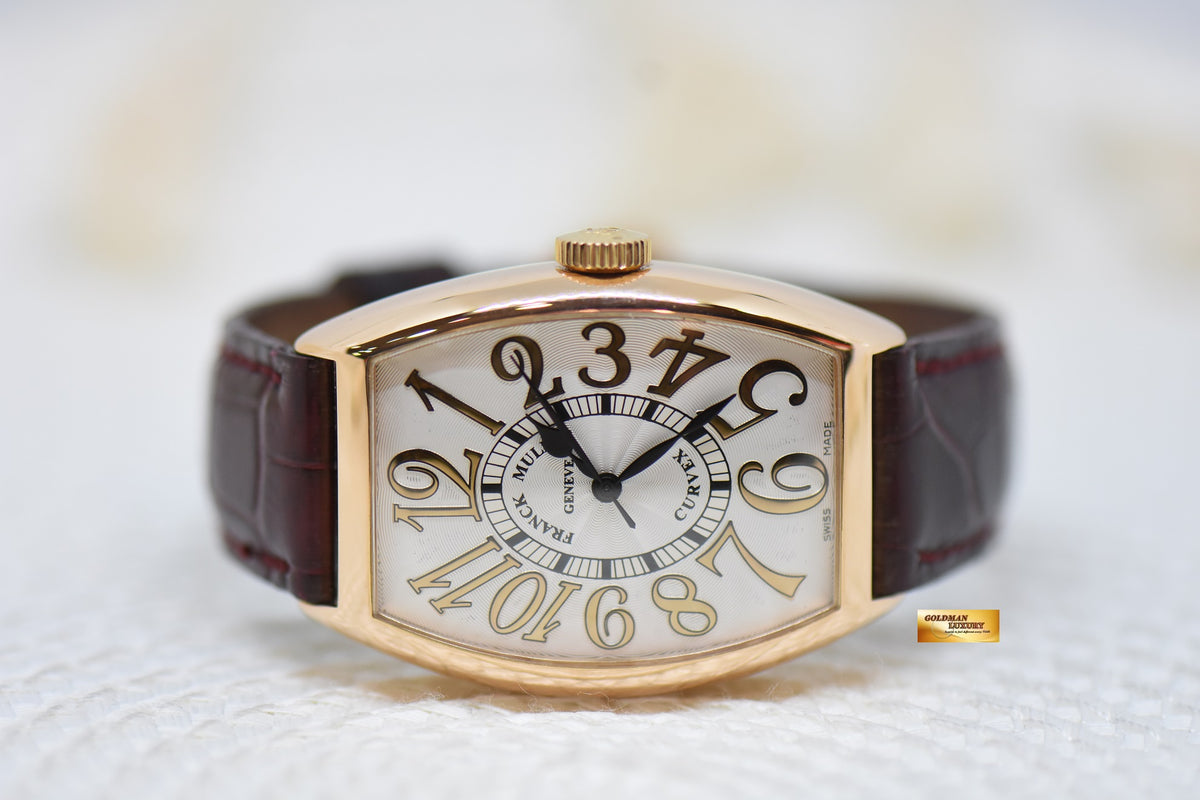 FRANCK MULLER CASABLANCA CURVEX ROSE GOLD IN LEATHER STRAP 5850 SC RELIEF (MINT)