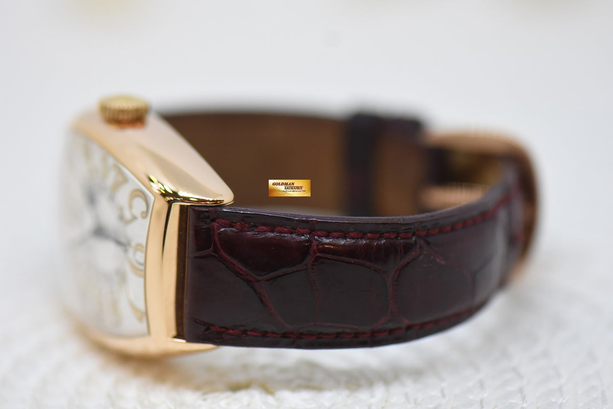 FRANCK MULLER CASABLANCA CURVEX ROSE GOLD IN LEATHER STRAP 5850 SC RELIEF (MINT)