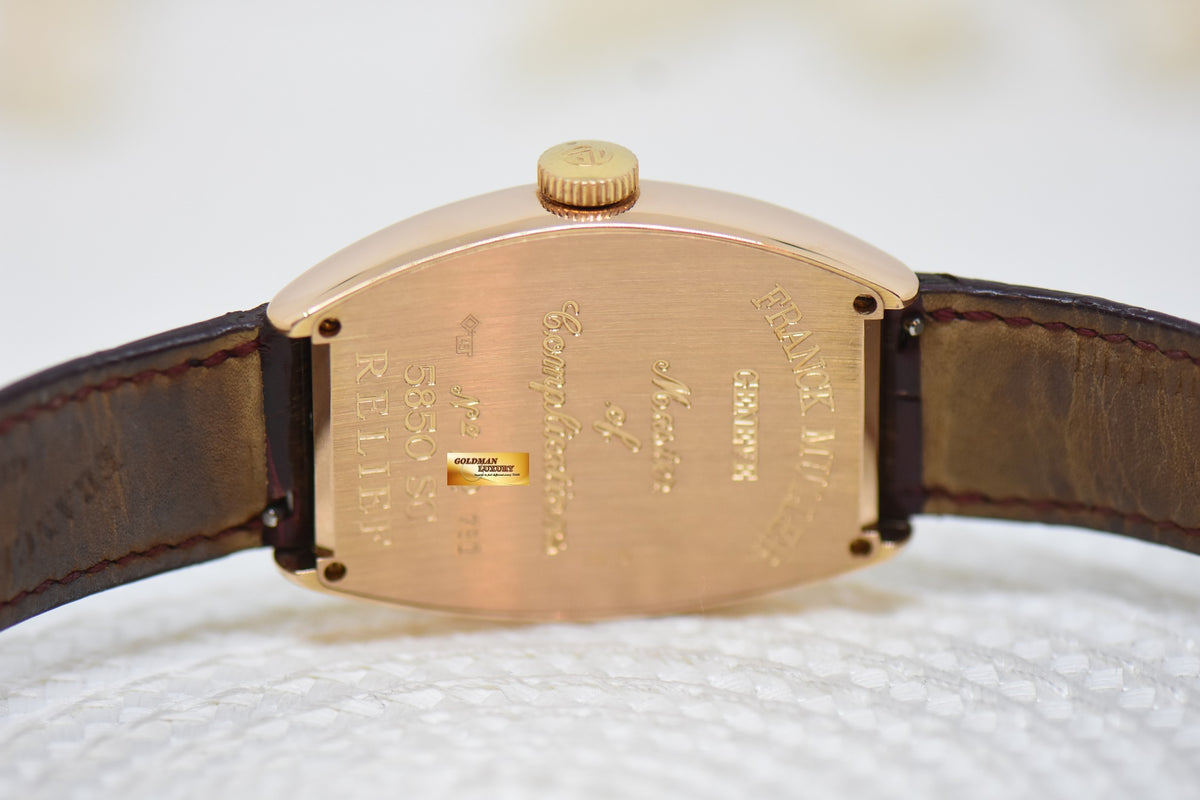 FRANCK MULLER CASABLANCA CURVEX ROSE GOLD IN LEATHER STRAP 5850 SC RELIEF (MINT)