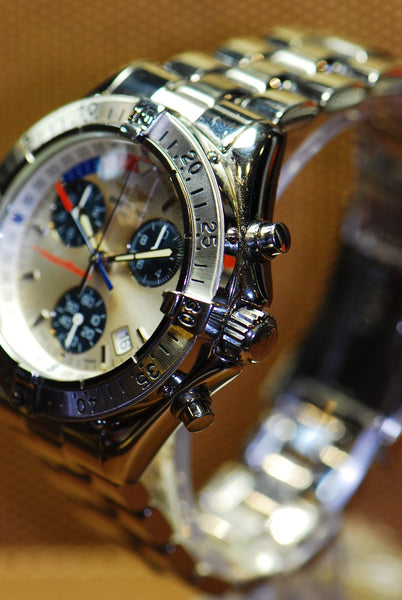 SOLD BREITLING TRANSOCEAN CHRONOGRAPH SILVER QUARTZ Goldman Luxury