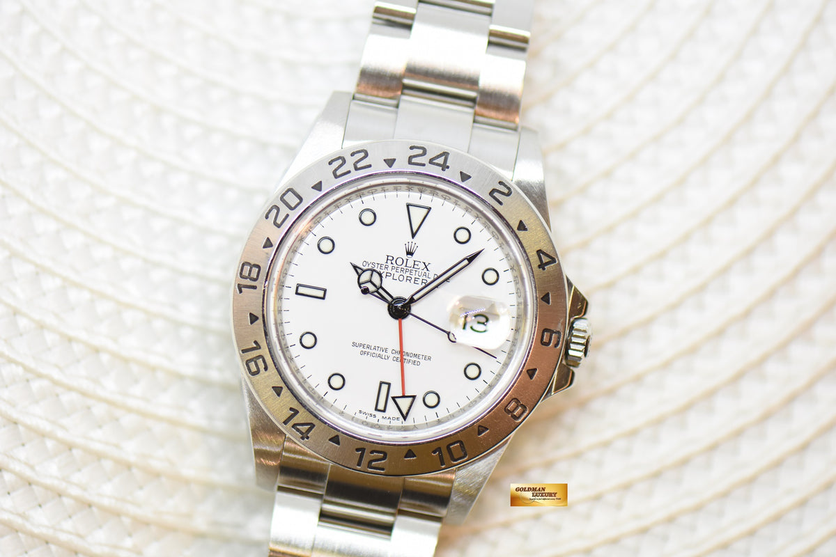 [SOLD] ROLEX OYSTER PERPETUAL EXPLORER II 40mm STEEL WHITE POLAR DIAL CALIBRE 3186 16570 (NO PINHOLE) (MINT)