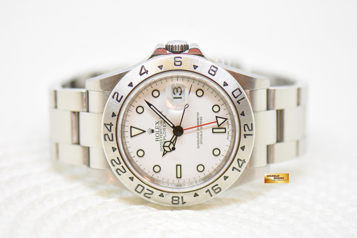 [SOLD] ROLEX OYSTER PERPETUAL EXPLORER II 40mm STEEL WHITE POLAR DIAL CALIBRE 3186 16570 (NO PINHOLE) (MINT)