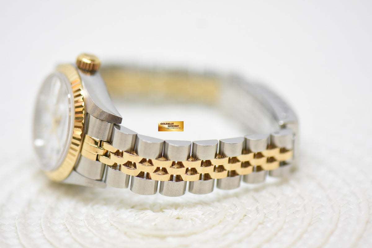 [SOLD] ROLEX OYSTER DATEJUST 26mm HALF-GOLD IN JUBILEE BRACELET WHITE ROMAN DIAMOND DIAL 69173 (MINT)