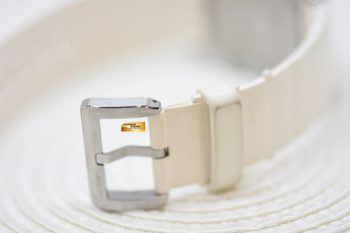 [SOLD] CARTIER SANTOS 100 MIDSIZE STEEL IN WHITE RUBBER STRAP AUTOMATIC W20129U2 (MINT)