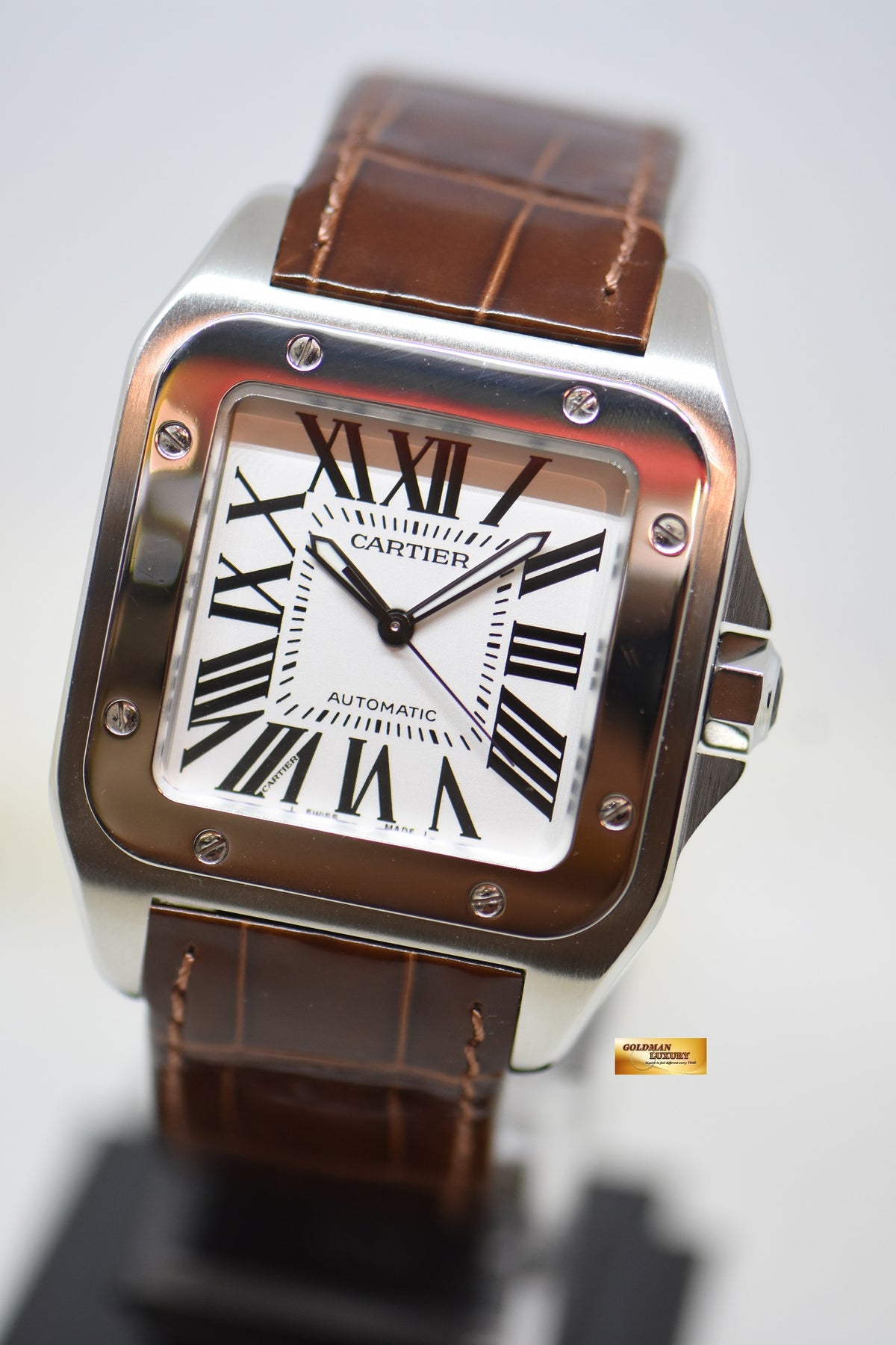 [SOLD] CARTIER SANTOS 100XL STEEL IN LEATHER STRAP AUTOMATIC W20073X8 (MINT)