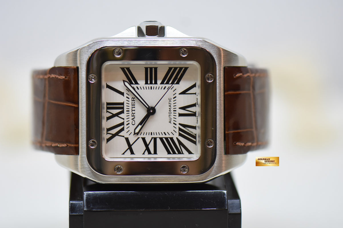[SOLD] CARTIER SANTOS 100XL STEEL IN LEATHER STRAP AUTOMATIC W20073X8 (MINT)