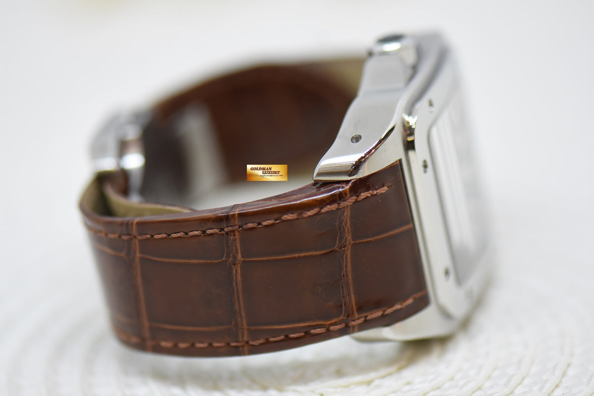 [SOLD] CARTIER SANTOS 100XL STEEL IN LEATHER STRAP AUTOMATIC W20073X8 (MINT)