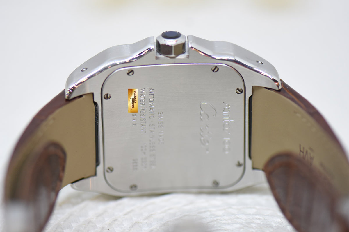 [SOLD] CARTIER SANTOS 100XL STEEL IN LEATHER STRAP AUTOMATIC W20073X8 (MINT)