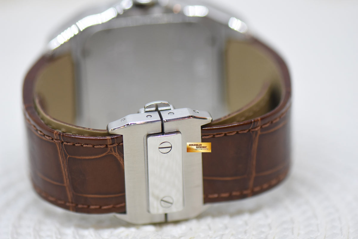 [SOLD] CARTIER SANTOS 100XL STEEL IN LEATHER STRAP AUTOMATIC W20073X8 (MINT)