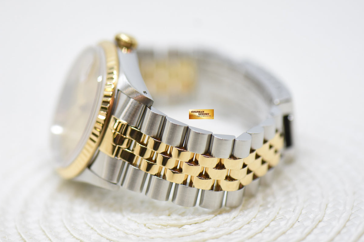 [SOLD] ROLEX OYSTER DATEJUST 36mm HALF-GOLD IN JUBILEE BRACELET DIAMOND GOLD DIAL 16233 (MINT)