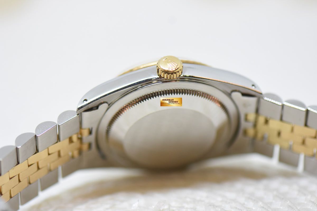 [SOLD] ROLEX OYSTER DATEJUST 36mm HALF-GOLD IN JUBILEE BRACELET DIAMOND GOLD DIAL 16233 (MINT)