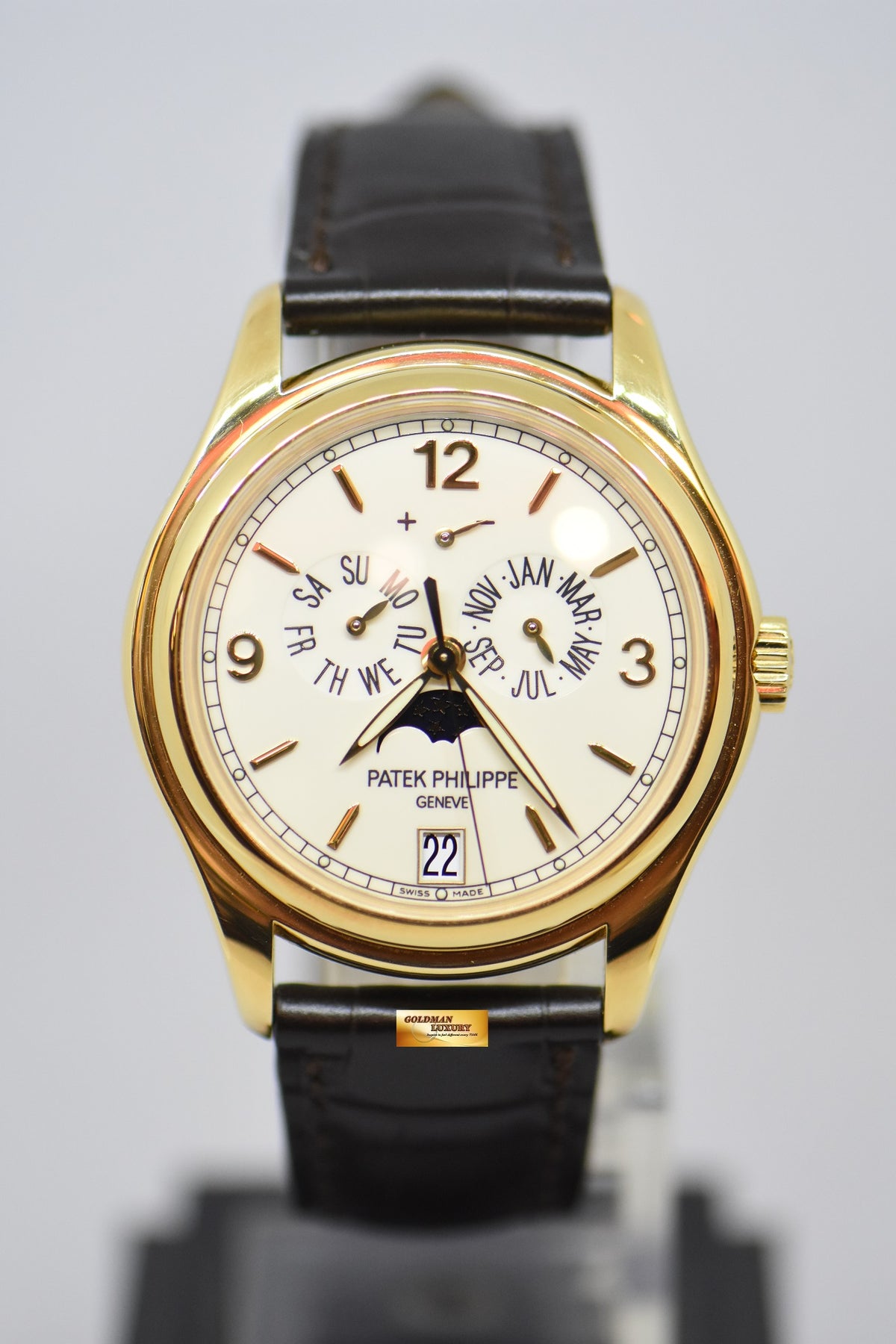 [SOLD] PATEK PHILIPPE COMPLICATIONS ANNUAL CALENDAR MOON-PHASE w/ POWER RESERVE 18K YELLOW GOLD AUTOMATIC 5146J (MINT)