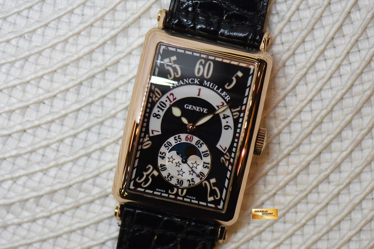 [SOLD] FRANCK MULLER LONG ISLAND ROSE GOLD IN LEATHER DRAG HOUR MOONPHASE COMPLICATION AUTOMATIC 1250H IRL (MINT)