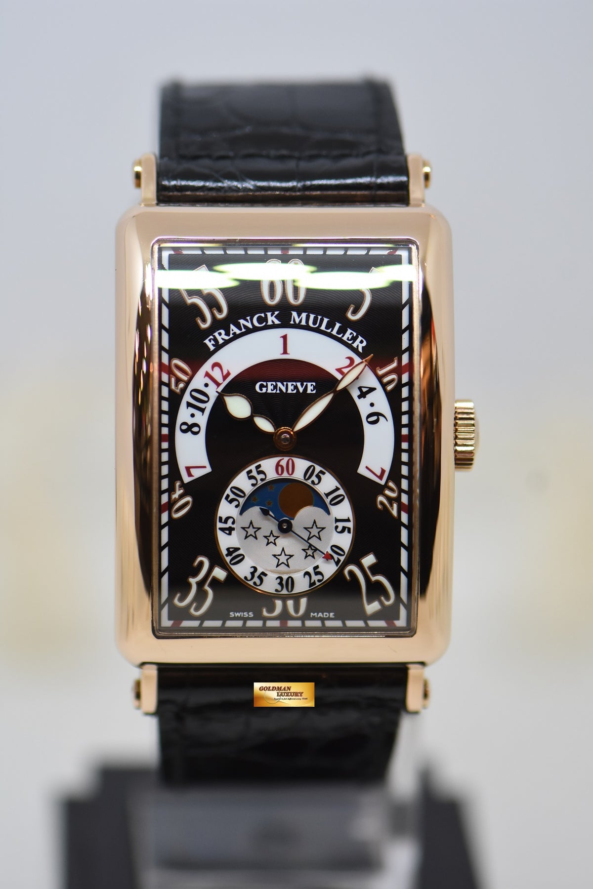 [SOLD] FRANCK MULLER LONG ISLAND ROSE GOLD IN LEATHER DRAG HOUR MOONPHASE COMPLICATION AUTOMATIC 1250H IRL (MINT)