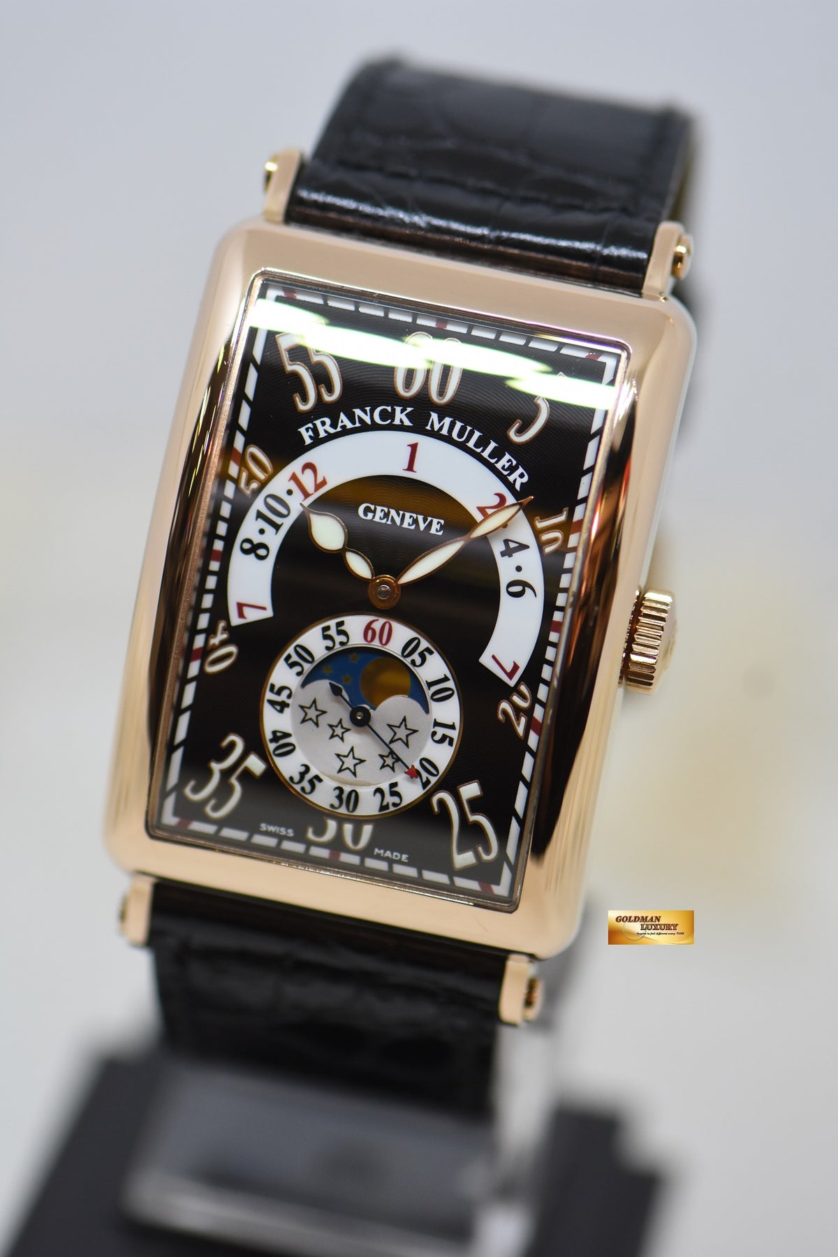 [SOLD] FRANCK MULLER LONG ISLAND ROSE GOLD IN LEATHER DRAG HOUR MOONPHASE COMPLICATION AUTOMATIC 1250H IRL (MINT)