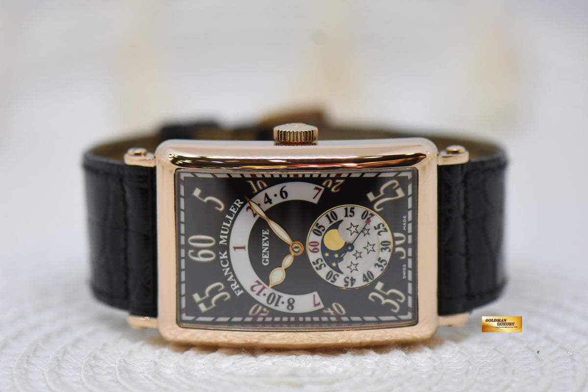 [SOLD] FRANCK MULLER LONG ISLAND ROSE GOLD IN LEATHER DRAG HOUR MOONPHASE COMPLICATION AUTOMATIC 1250H IRL (MINT)