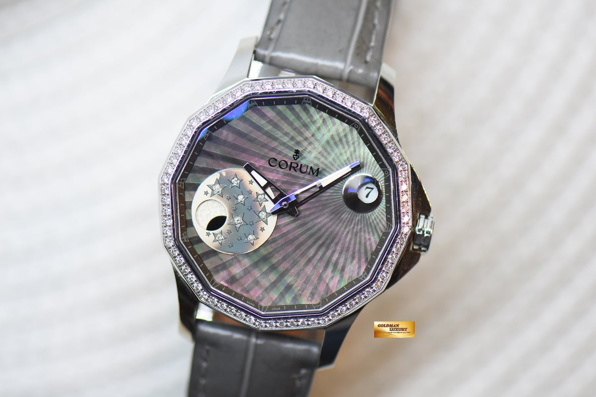 [SOLD] CORUM ADMIRAL CUP LEGEND 38 MYSTERY MOON MOP DIAMOND DIAL AUTOMATIC 01.0098 (MINT)