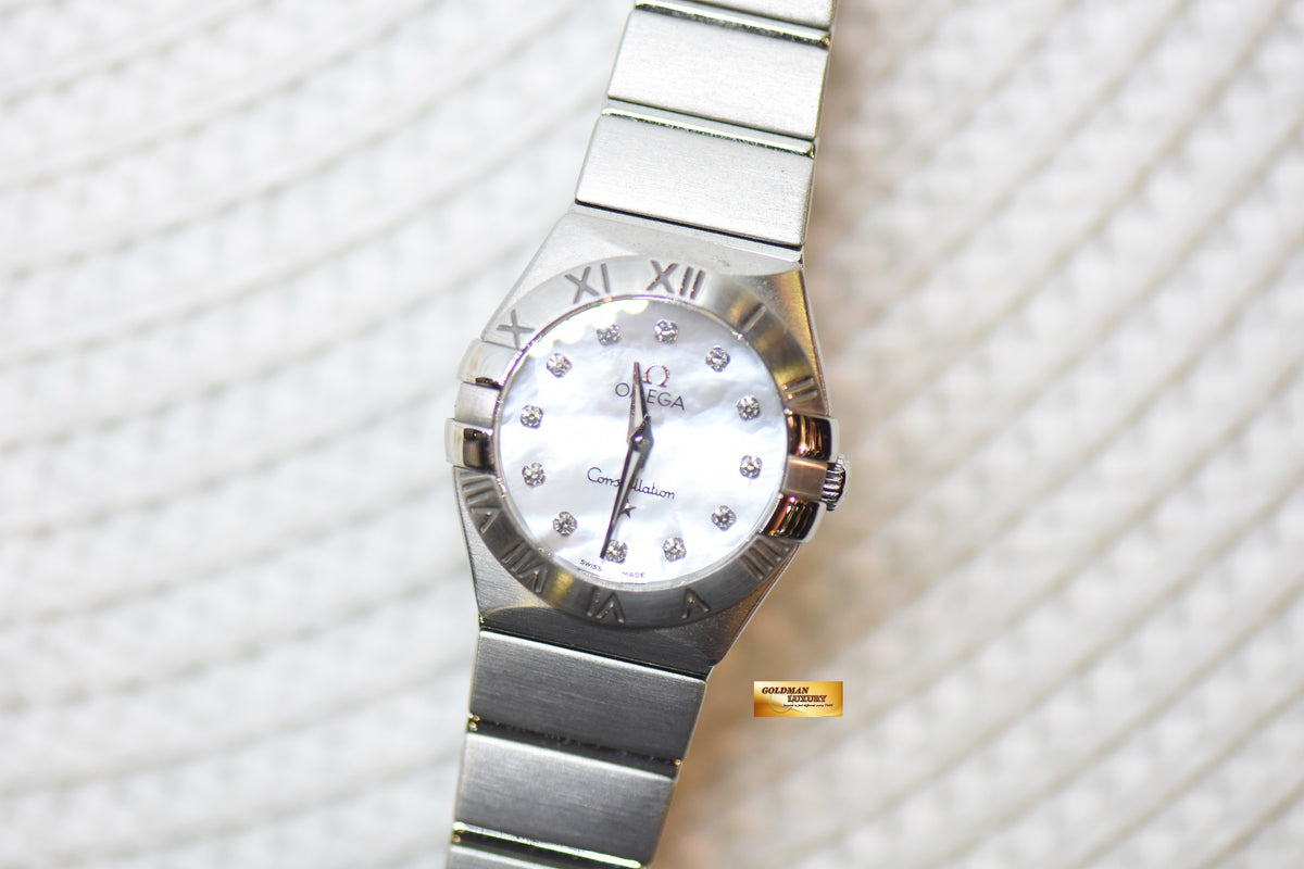 [SOLD] OMEGA CONSTELLATION 24mm STEEL BRACELET MOP DIAMOND DIAL QUARTZ (MINT)