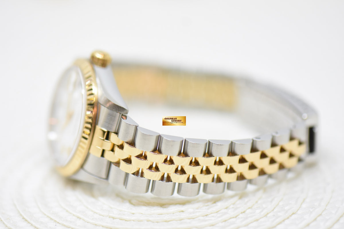 [SOLD] ROLEX OYSTER DATEJUST 31mm HALF-GOLD IN JUBILEE BRACELET WHITE ROMAN DIAL 68273 (MINT)