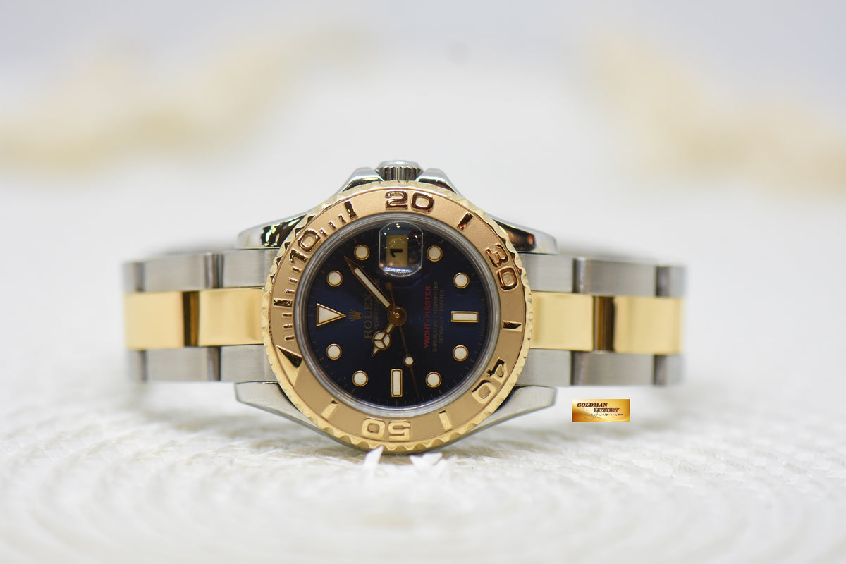 [SOLD] ROLEX OYSTER YACHT-MASTER 29mm LADIES HALF-GOLD IN BRACELET BLUE DIAL 69623 (MINT)