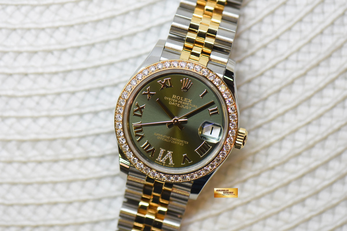 [SOLD] ROLEX OYSTER DATEJUST 31mm GREEN DIAL “VI” ORIGINAL DIAMOND BEZEL HALF GOLD IN JUBILEE BRACELET 278383RBR (BRAND NEW - UNWORN)