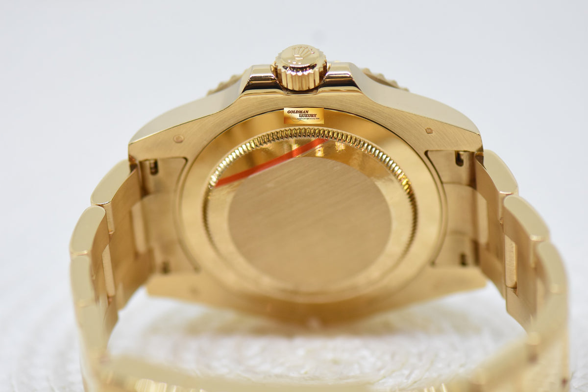 [SOLD] ROLEX OYSTER GMT-MASTER II 18K YELLOW GOLD IN OYSTER BRACELET BLACK DIAL 116718LN (MINT)