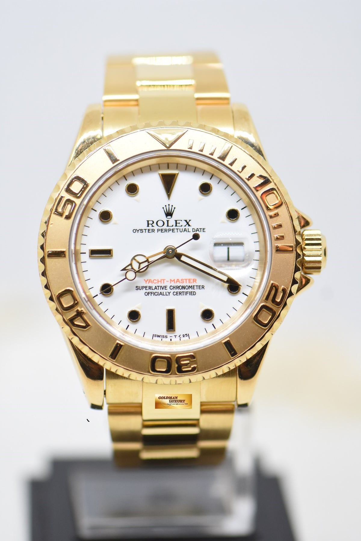 [SOLD] ROLEX OYSTER PERPETUAL YACHTMASTER 40mm YELLOW GOLD BRACELET WHITE DIAL 16628 (MINT)