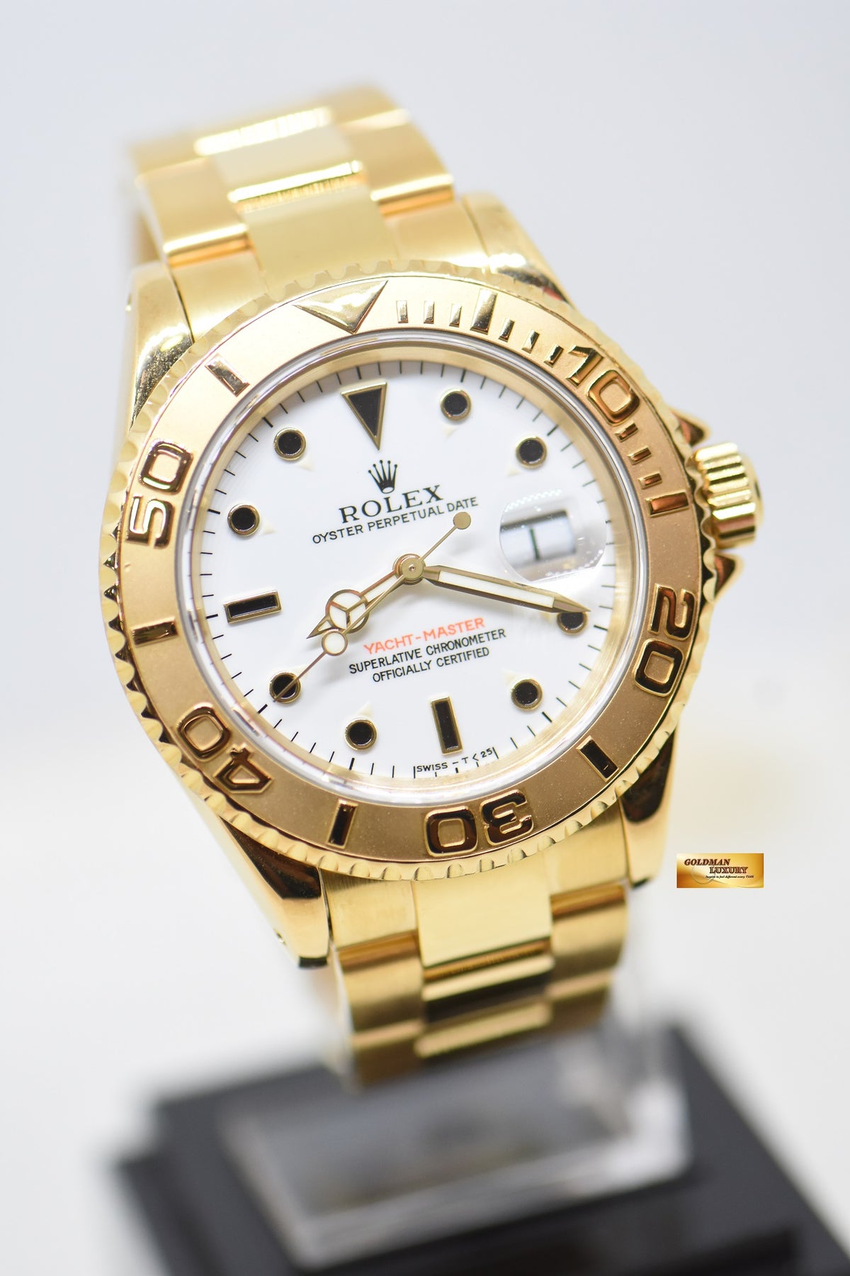 [SOLD] ROLEX OYSTER PERPETUAL YACHTMASTER 40mm YELLOW GOLD BRACELET WHITE DIAL 16628 (MINT)
