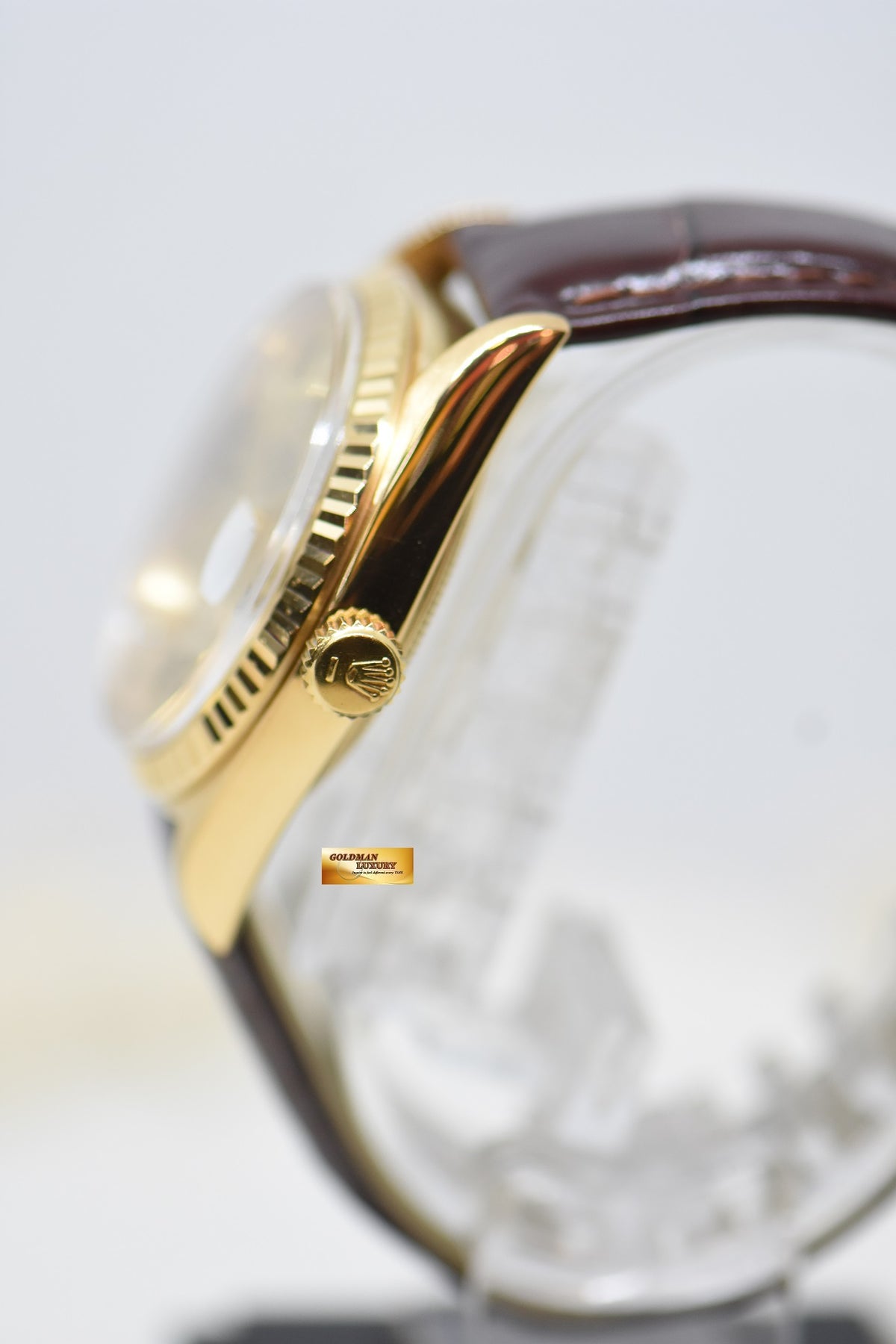 [SOLD] ROLEX OYSTER PERPETUAL DAY-DATE 36mm YELLOW GOLD GOLD LINEN DIAL (NON-QUICK-SET DATE) 1803 [HEAD ONLY] (VINTAGE)