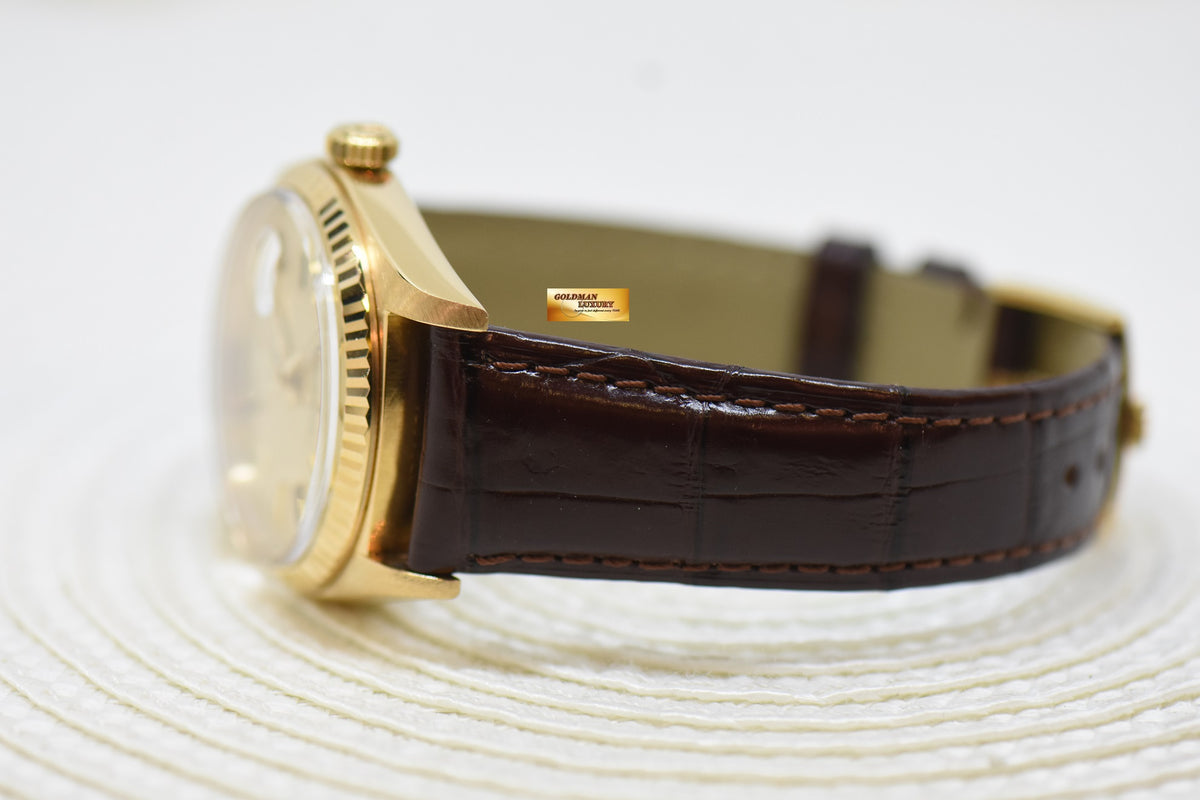 [SOLD] ROLEX OYSTER PERPETUAL DAY-DATE 36mm YELLOW GOLD GOLD LINEN DIAL (NON-QUICK-SET DATE) 1803 [HEAD ONLY] (VINTAGE)