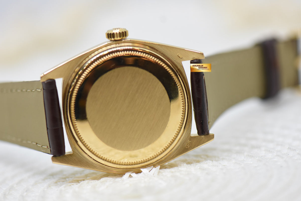 [SOLD] ROLEX OYSTER PERPETUAL DAY-DATE 36mm YELLOW GOLD GOLD LINEN DIAL (NON-QUICK-SET DATE) 1803 [HEAD ONLY] (VINTAGE)