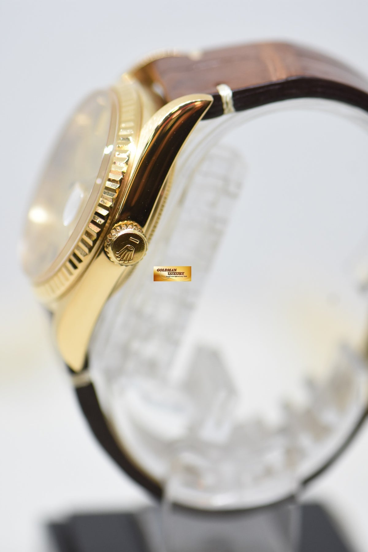 [SOLD] ROLEX OYSTER PERPETUAL DATEJUST 36mm YELLOW GOLD GOLD DIAL (QUICK-SET DATE) 16018 [HEAD ONLY] (VINTAGE)